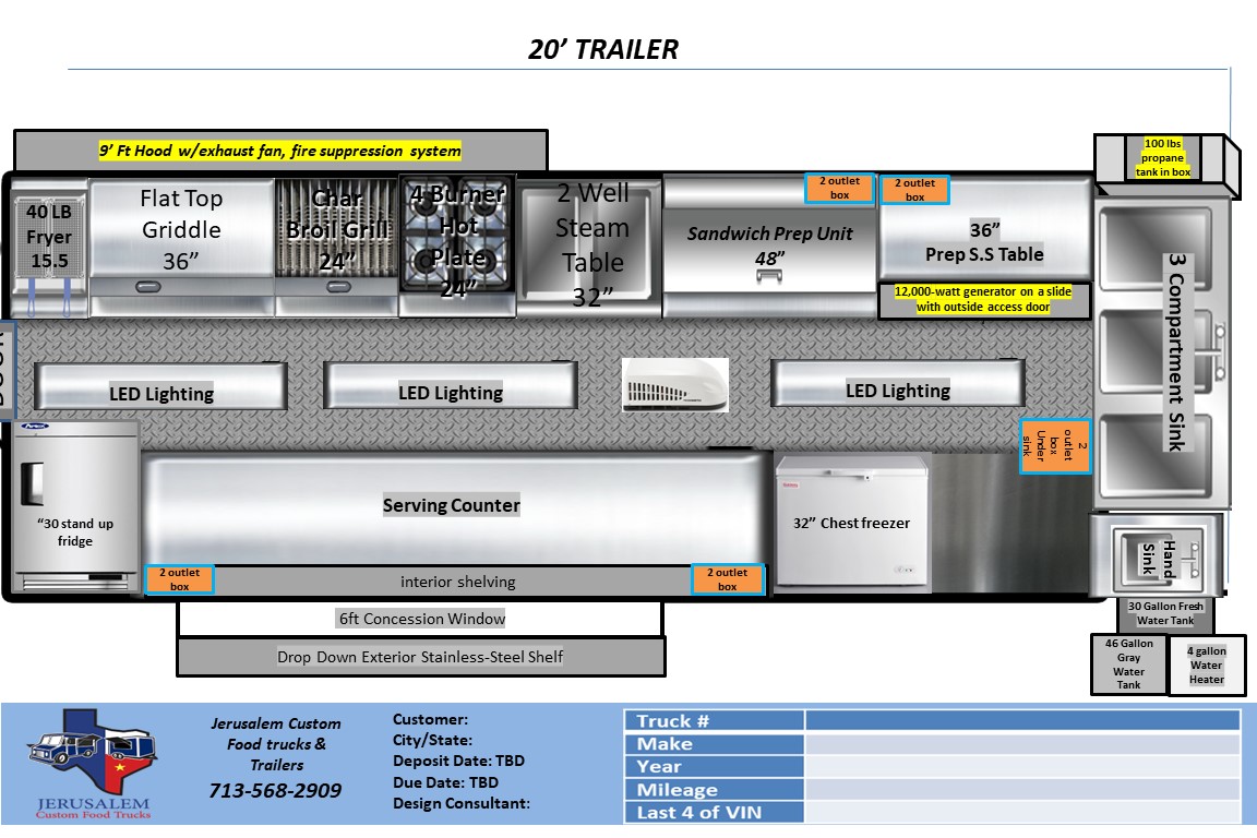 20ft custom food trailer layout
