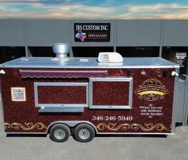 brothers comfort food food trailer in front of the JRS Custom Food Trucks and Trailers office