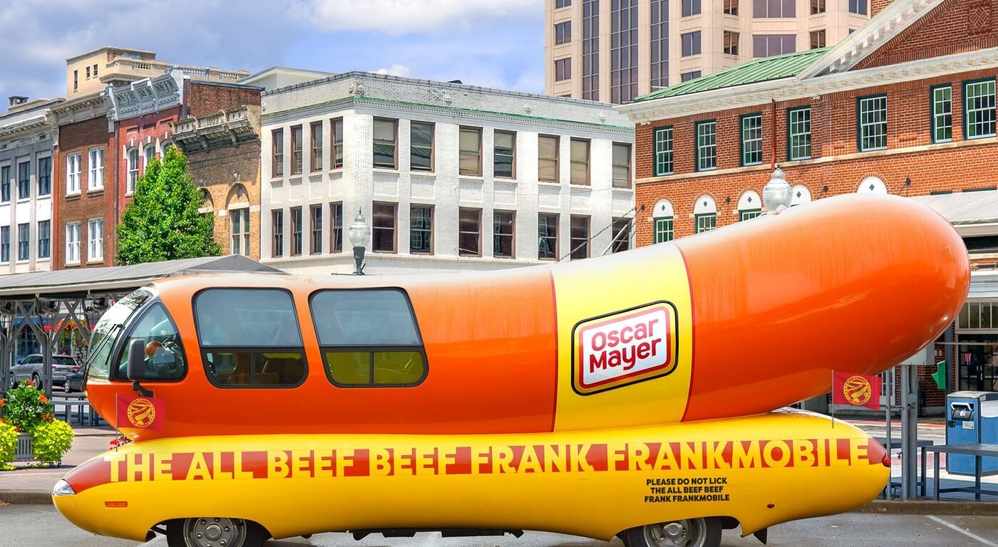 oscar mayer weiner mobile parked downtown